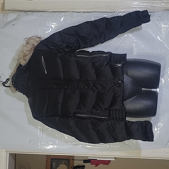 Spyder Puffer Jacket Insulated Quilted Full Zip Winter Coat SP Black down filled - Picture 2 of 10